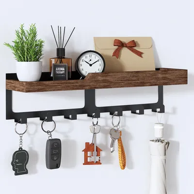 Produktbild von Schlüsselbrett mit Ablage und 7 Haken, Holz