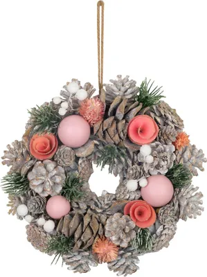 Image de Couronne MagicHome Noel, suspendue, rose-orange, 25 cm