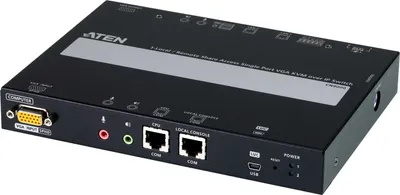 Produktbild von ATEN 1-Local/Remote Share Access Einzelport VGA KVM over IP Switch, 1920 x 1200 Pixel, Ethernet/LAN, Full HD, 7,46 W, Schwarz