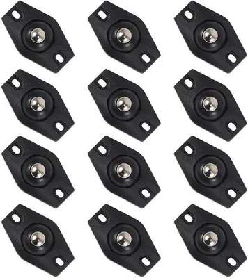 Produktbild von Mini-Kugelrollen für Möbel - Selbstklebend - 12 Stück - Schwarz - 360-Grad-Drehbar