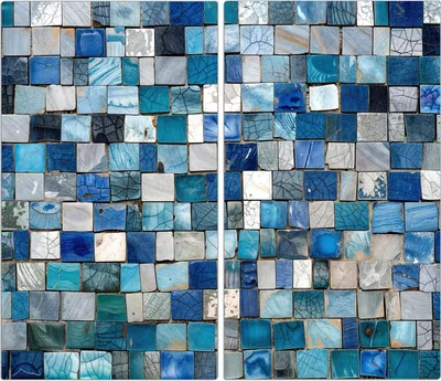 Produktbild von Spritzschutz Herdabdeckplatte Schneidebrett aus Glas Mosaikfliesenmuster 2-Teilig (60x52cm)