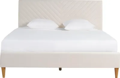 Produktbild von Miliboo - Doppelbett 160x200 aus beigem Stoff SIDONIE