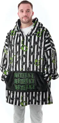 Image de Beetlejuice - Couverture à capuche pour homme NS8669 (Taille unique) (Noir/Blanc/Vert)