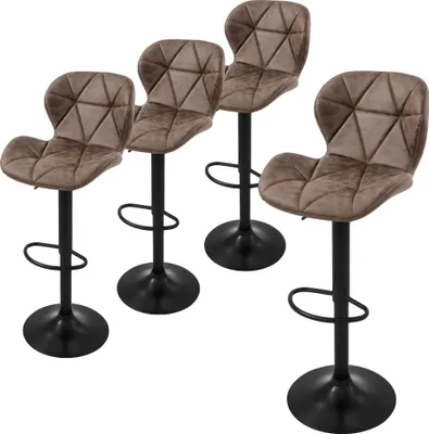 Produktbild von ML-Design 4er Set Barhocker Tresenhocker 360° drehbar, Gepolsterter Barstuhl mit Rückenlehne und Fußstütze, 59-79 cm