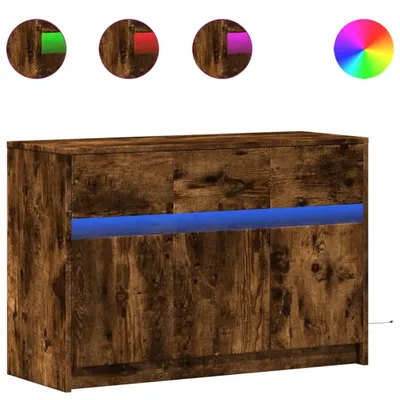 Produktbild von vidaXL TV-Schrank mit LED-Beleuchtung Räuchereiche 91x34x61 cm