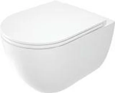 Produktbild von Wand WC Weiß D-Form Tiefspüler spülrandlos mit Softclose Sitz "Round"