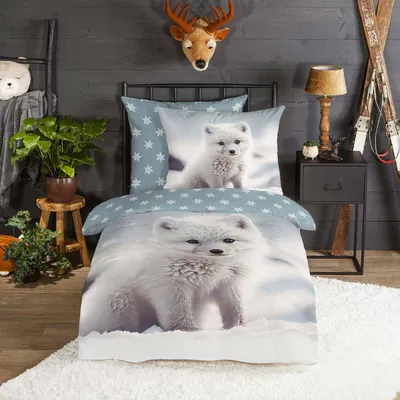 Produktbild von Traumschlaf Flanell Bettwäsche Polarfuchs 135x200 cm + 80x80 cm