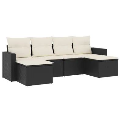 Produktbild von 6-tlg. Garten-Sofagarnitur mit Kissen Schwarz Poly Rattan