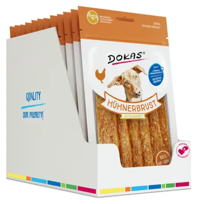 Produktbild von DOKAS - Hühnerbrust getrocknet 12er Pack (12 x 70g)