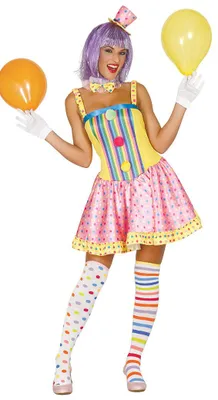 Produktbild von buntes Clown Kostüm für Damen , Größe:S