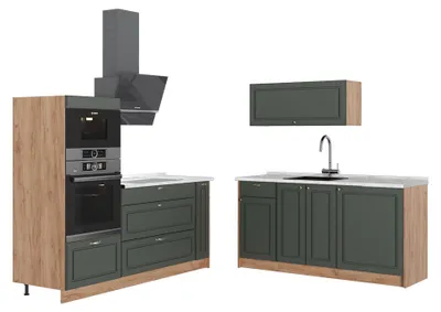 Immagine prodotto di Cucina Vicco Fame-Line Verde-oro rustico/Rovere dorato 340 cm, PL Marmo, Model 63707
