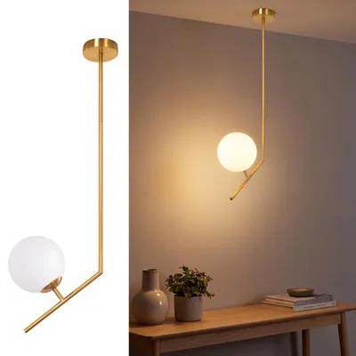 Productafbeelding van ZMH Hanglamp voor eettafel, 1 lichtpunt, modern design, hanglamp voor slaapkamer, bolvormige hanglamp, fitting G9, geschikt voor eetkamer, woonkamer, keuken, glazen lamp voor eettafel, goudkleurig