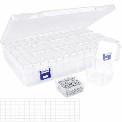 Obrázok produktu pre Omgoods – 45 malých úložných boxov s popiskami a 1 veľký úložný box