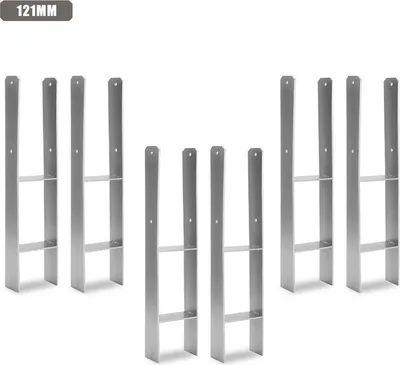 Immagine prodotto di TolleTour 6 pezzi ancoraggio per palo 121MM supporto per palo H ancoraggio per palo 600 mm lunghezza per carport argento