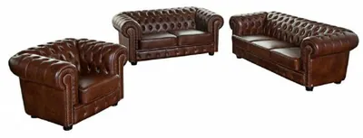 Produktbild von Ledersofa Sofagarnitur Sofa Couch Polster 3+2+1 Chesterfield Sitz Garnitur Neu