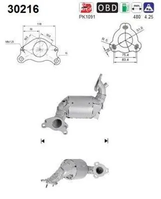 Produktbild von AS Katalysator Kat für RENAULT MEGANE III Grandtour (KZ0/1) Euro 5 30216