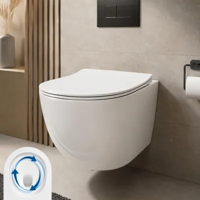 Produktbild von AQUA for you | WC-Becken - Lavita Sinto 3.0 - Hänge-WC Rimless - 49x36,5 cm - Weiß - mit WC-Sitz, Soft-Close, Wirbelspülung, Keramik