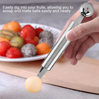 Produktbild von Edelstahl Wassermelone Melone Baller Obst Carving Messer Küche Utensil Tools (Ball Ends)