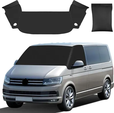 Produktbild von VW T6 Frontscheibenabdeckung – Wetterfeste 600D Oxford Wohnmobil Scheibenabdeckung Schwarz