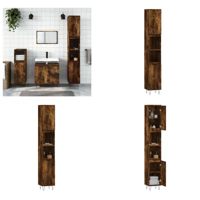 Obrázok produktu pre vidaXL Kúpeľňová skrinka dymový dub 30x30x190 cm materiál na báze dreva - Kúpeľňová skrinka - Kúpeľňové skrinky - Skrinka do kúpeľne