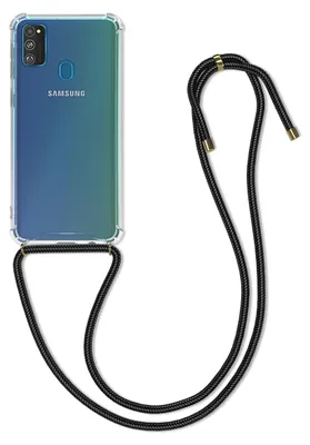 Produktbild von kwmobile Necklace Case kompatibel mit Samsung Galaxy M30s Hülle - Silikon Cover mit Handykette - Band Handyhülle Schwarz Transparent