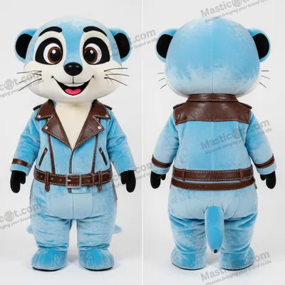 Image de Mascotte MASTICOT Meerkat Bleu Velouté