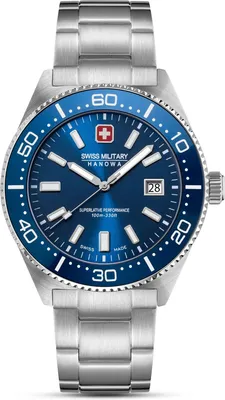 Produktbild von SWISS MILITARY HANOWA Herrenuhr Quarzuhr silber / blau onesize Herren 43 mm SMWGH0004903, SMWGH0004904, SMWGH0004905