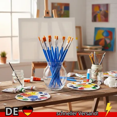 Produktbild von 20–200 Stück Malpinsel-Set Kunst Rund Flach Nylonhaar Pinsel für Öl Acryl