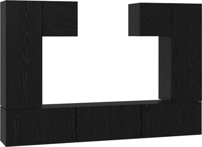 Produktbild von vidaXL TV-Schrankset 7 pcs Schwarz Eichen-Optik Holzwerkstoff