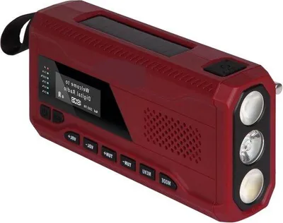 Productafbeelding van Zonnepaneel draagbare DAB+ radio met Bluetooth - Zonnepaneel - LED-lamp - Powerbank - Rood