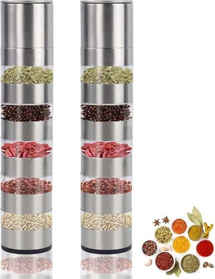 Obrázek produktu pro 5dílná sada mlýnků na pepř a sůl, nastavitelná, kuchyňské náčiní