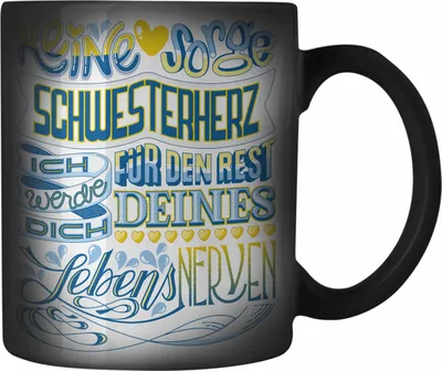 Produktbild von Trendation - Beste Schwester Farbwechsel Zauber-Tasse Geschenk von Schwester an Schwester Lieblingsschwester von Bruder Geschenkidee (Schwarz)