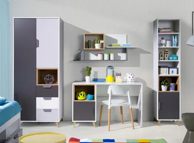 Productafbeelding van JOKI 1 systeemmeubilair, wit / grafiet / grijs
