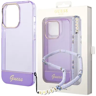 Produktbild von Guess Guhcp14Xhgcohu Iphone 14 Pro Max 6,7"" Lila/Violett Hardcase Durchsichtiges Perlband