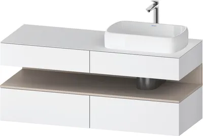 Produktbild von Duravit Qatego Konsolenwaschtischunterbau, 2 Auszüge, 2 Schubkästen, Ausschnitt rechts, 1400x550x600mm, Nische Taupe Matt, QA4766091180010