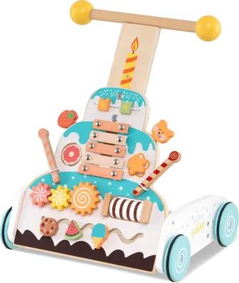 Produktbild von DREAMADE Lauflernhilfe aus Holz, Montessori-Lauflernspielzeug mit einstellbarer Höhe, Lernaktivitätszentrum zum Schieben & Ziehen für Babys ab 1 Jahr