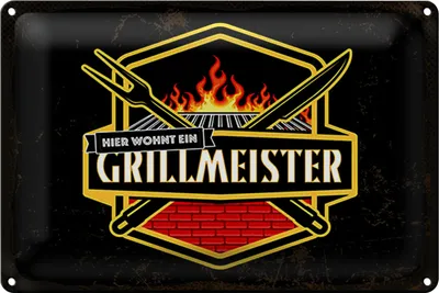 Produktbild von Blechschild Spruch 18x12cm Hier wohnt ein Grillmeister