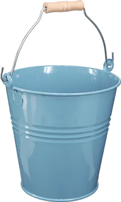 Produktbild von Eimer Blau Metall Blumenkübel Dekoeimer mit Holzgriff Pflanzkübel 26x22,5x23cm