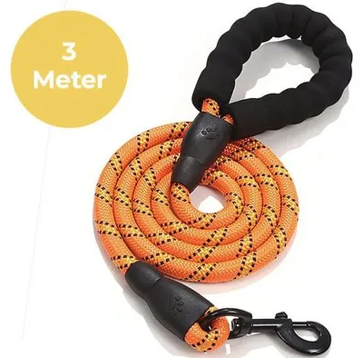 Productafbeelding van Ohpets® Hondenriem 3 meter - Oranje - Reflecterend Nylon Extra Sterk