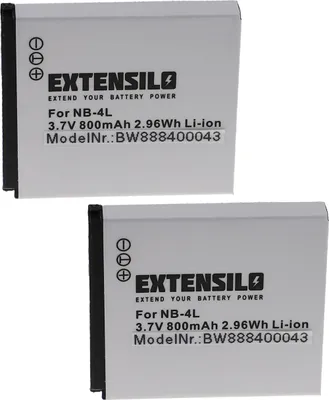 Produktbild von EXTENSILO 2x Akku kompatibel mit Canon Digital Ixus 70, 75, 60, 65, i Zoom, Wireless, 50, i7, 80 is, 55, 82 Kamera (800 mAh, 3,7 V, Li-Ion)