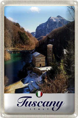 Produktbild von Blechschild Reise 18x12cm Toskana Italien Architektur Gebirge