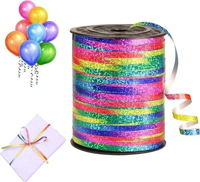 Immagine prodotto di Nastro colorato da 450 m con chiusura a palloncino glitterata per decorazioni nuziali