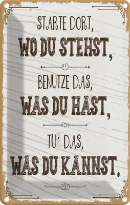 Produktbild von vianmo Blechschild 18x12 cm Starte dort wo du stehst, benutze Spruch Zitat