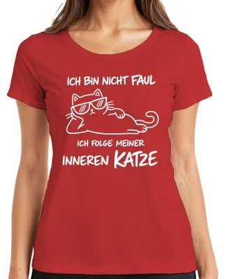 Immagine prodotto di Non sono pigra, sto semplicemente seguendo la mia natura. T-shirt da donna con scritta sarcastica, colore rosso, taglia 3XL