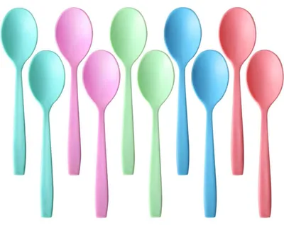 Immagine prodotto di Cucchiai da portata riutilizzabili, 10 pezzi, colorati, in plastica, 15,5 cm