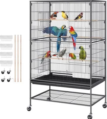 Productafbeelding van Famanu vogelkooi met verstelbare voet – 79x51x132 cm – Zwart