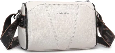 Obrázek produktu pro Miss Lulu dámská crossbody kabelka přes rameno z pravé kůže béžová