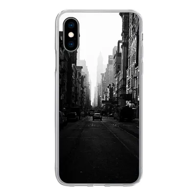 Produktbild von MuchoWow® Handyhülle Schutzhülle Hülle für iPhone X Autofahrt durch eine ruhige Straße in New York in schwarz-weiß Silikon Softcase Handy Hülle - Handyhülle