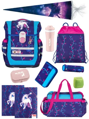 Produktbild von McNeill Ranzen Komplett-Set 12-tlg. mit Schultüte / Zuckertüte Einhorn Schulranzen Ergo Complete für Mädchen 1. Klasse