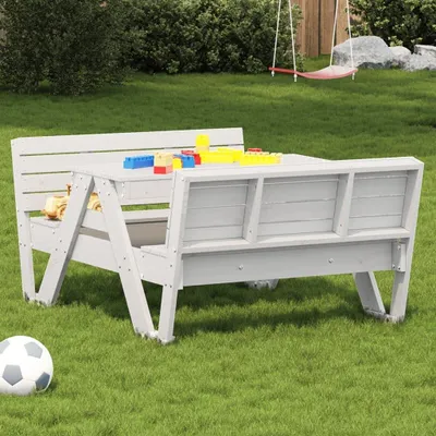 Produktbild von Weißer Picknick-Kindertisch aus massivem Kiefernholz, 88 x 122 x 58 cm